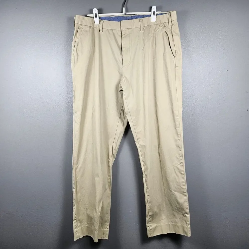 J.Crew Mens Classic Fit Khaki Cotton Chinos‎ Pants 36x30.5 Straight Tag 38x32